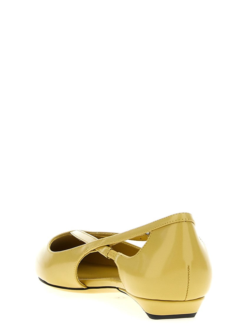 Prada Logo Leather Ballet Flats
