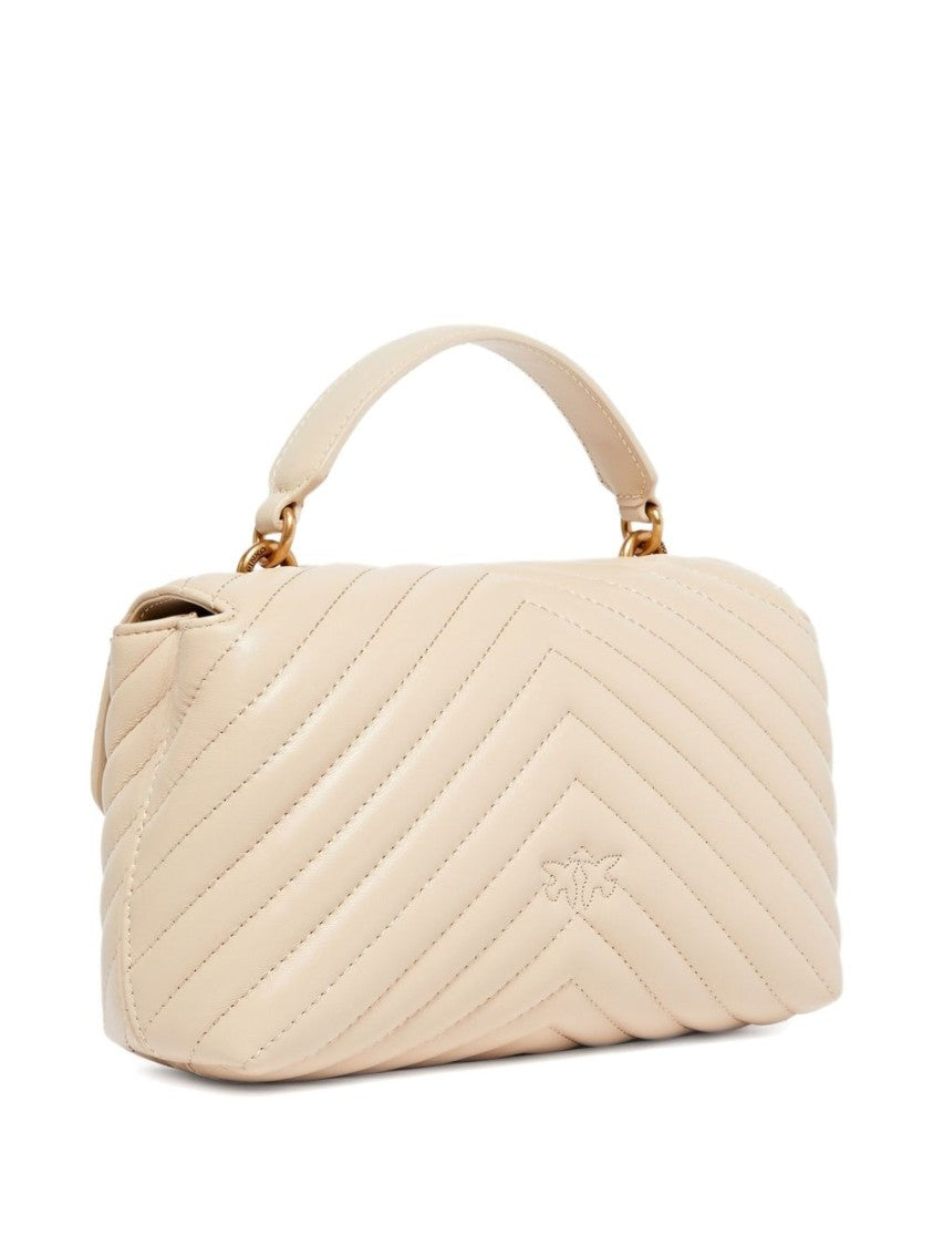 Pinko Light Beige Leather Detachable Shoulder Bag