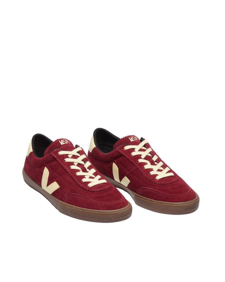 Veja Suede Burgundy Sneakers With Cream Accents And Translucent Sole
