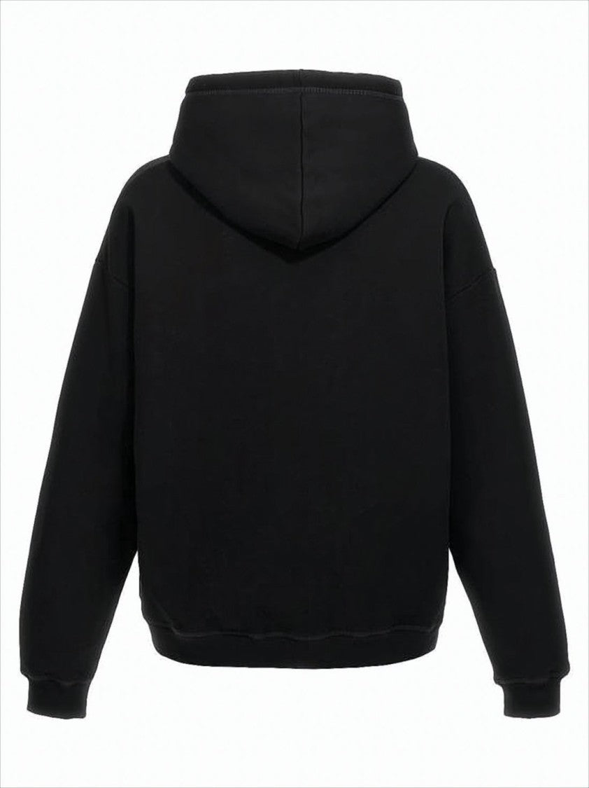 Dsquared2 Relaxed Fit Black Hoodie With Graphic Text And Kangaroo Pocket