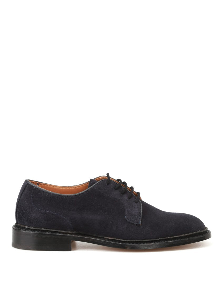 Tricker's Derby Shoe In Blue Suede