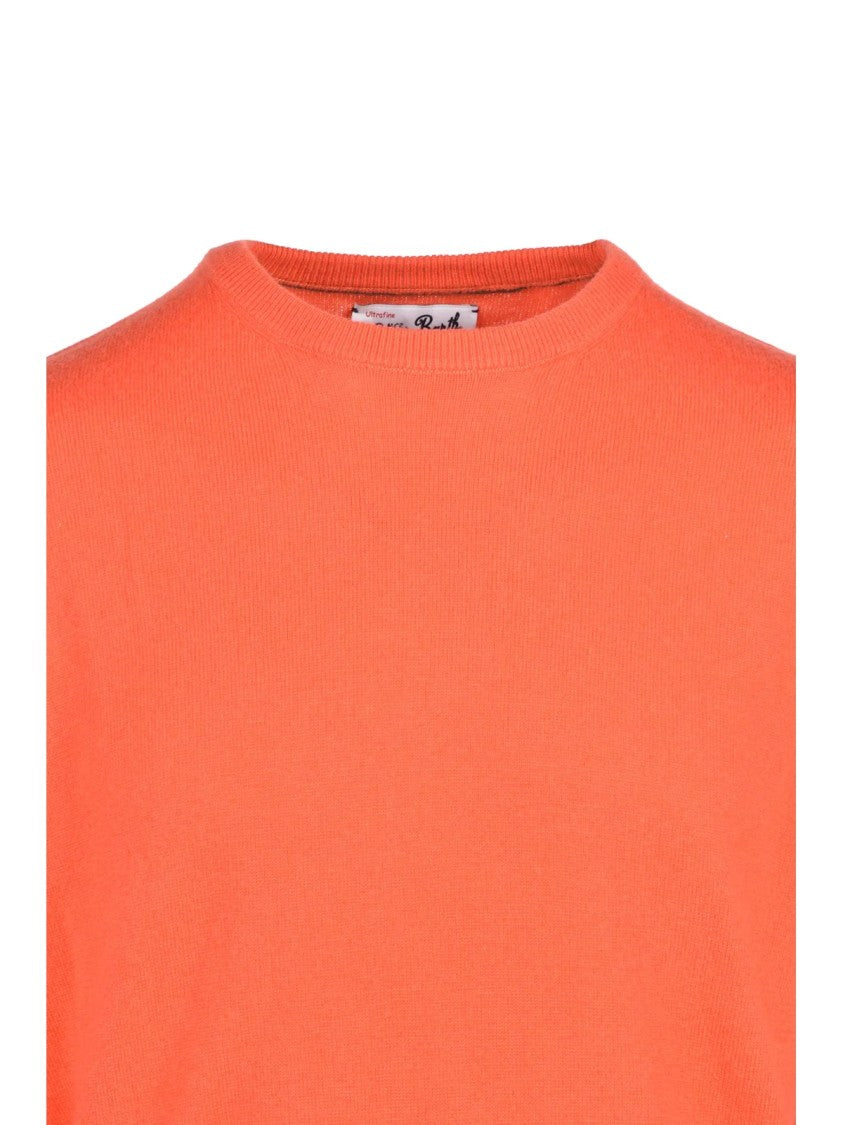 Mc2 Saint Barth Crewneck Sweater In Vibrant Orange Merino Wool-Cashmere Blend