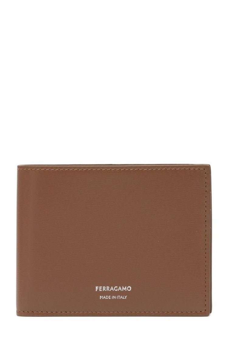 Ferragamo Compact Brown Wallet With Minimalist Design And Subtle Stitching
