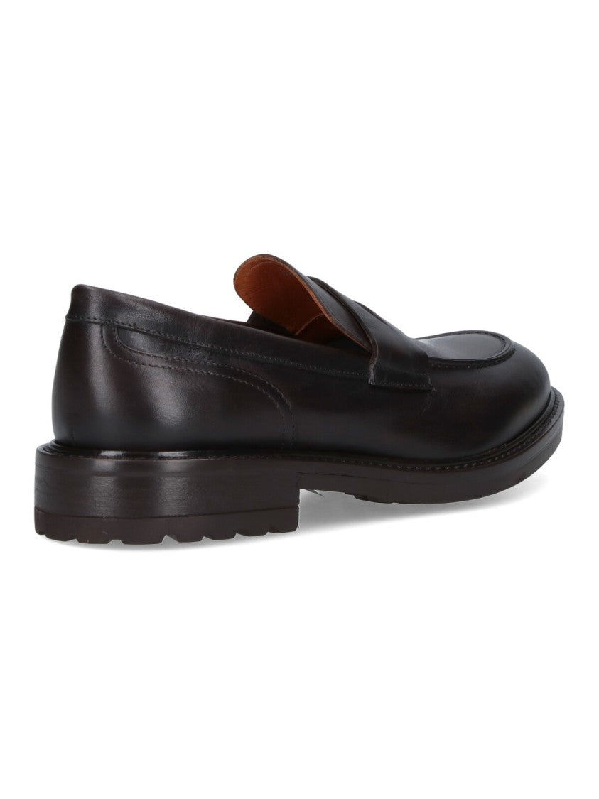 Alexander Hotto Smooth Leather Penny Loafers With Stitched Apron Front