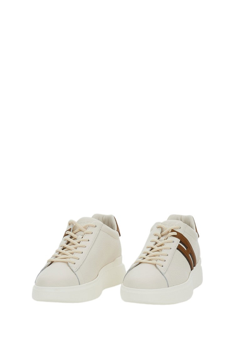 Hogan Lace-Up Low-Top Sneakers With Tan Leather Accents