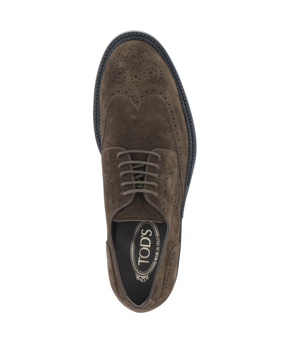 Tod's Lace-Up Wingtip Shoes In Suede