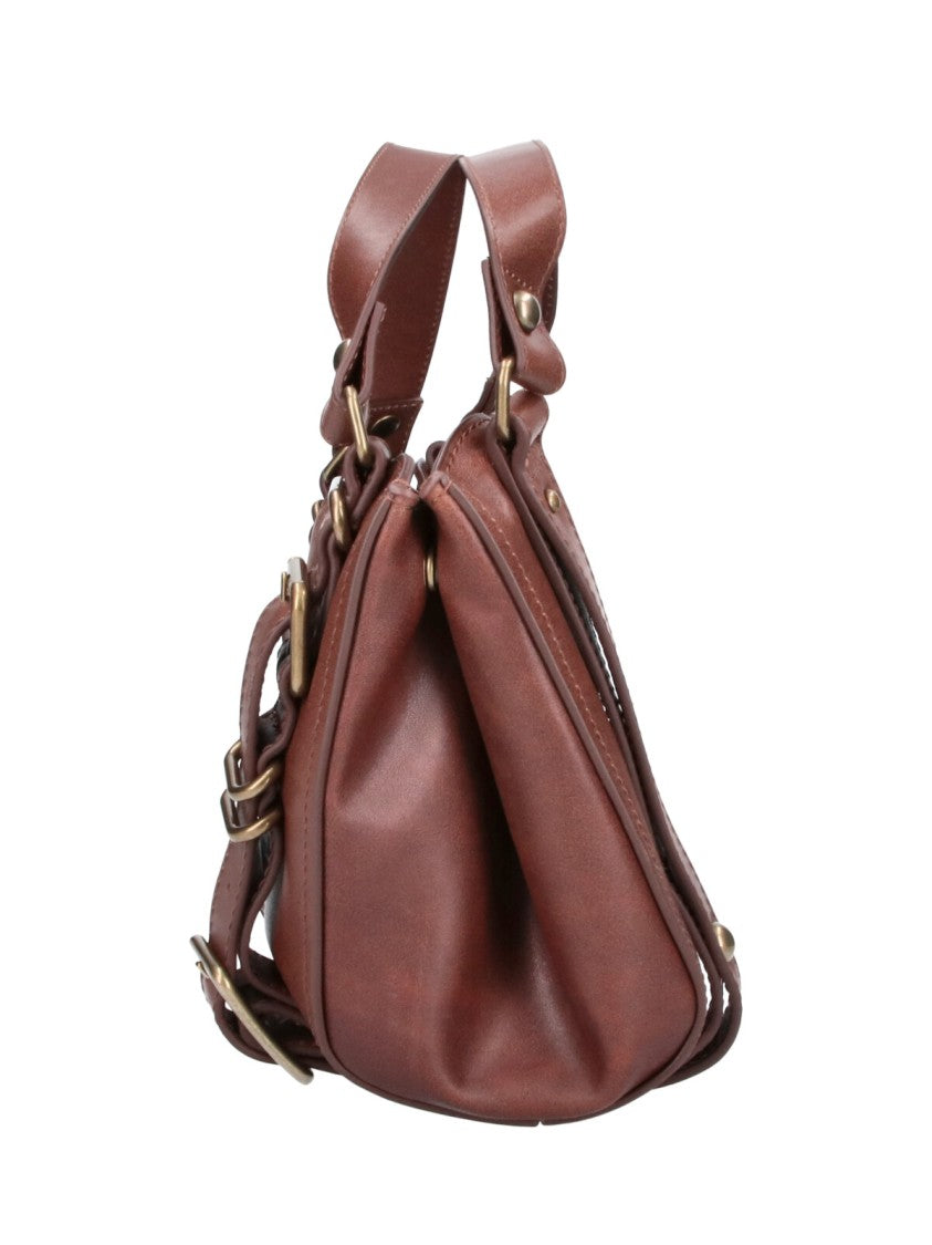 Diesel Small Brown Leather Handbag With Top Handle