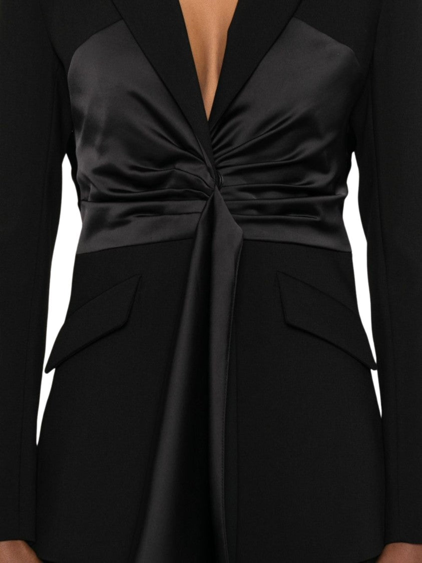Patrizia Pepe Tailored Draped Blazer With Satin Waist Panel