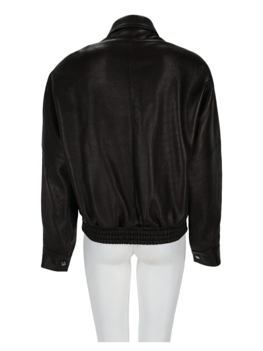 Magda Butrym Black Textured Sheep Leather Jacket