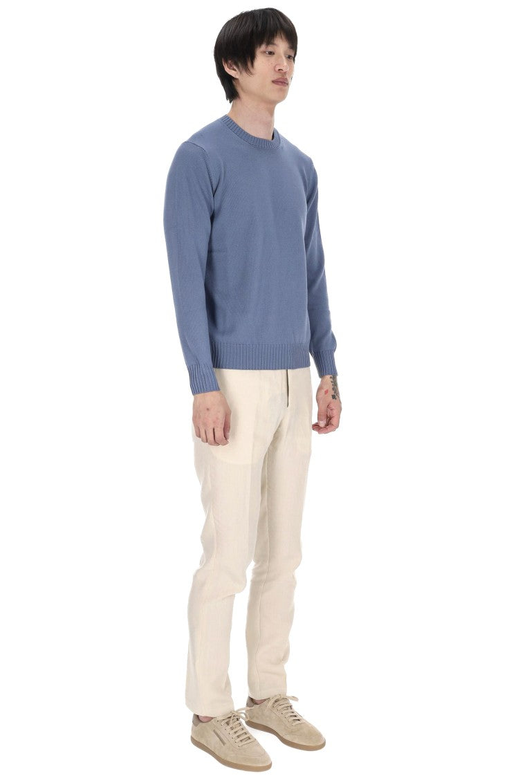 Drumohr Denim Gauge 8 Cotton Crewneck Sweater