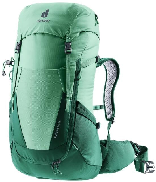 Deuter Dual-Tone Green Deuter Backpack With Padded Straps And Buckle Closure