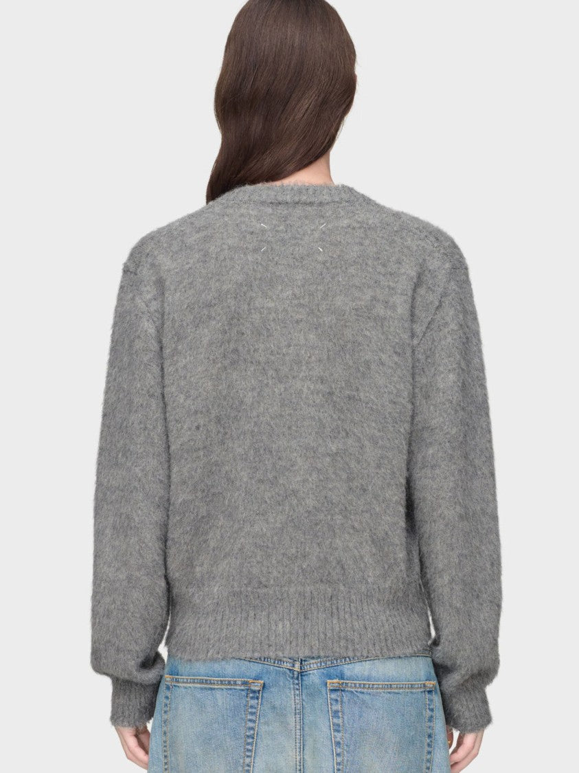 Maison Margiela Grey Relaxed Fit Artistic Floral Wool Sweater