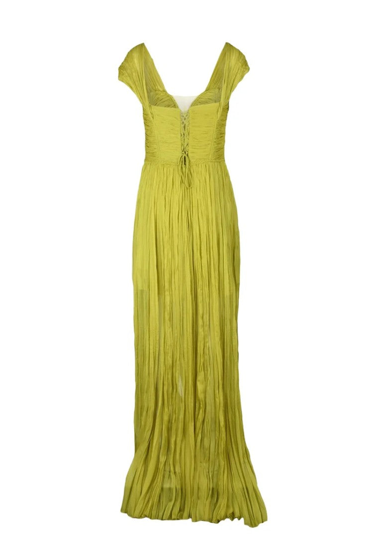 4 Meta Pleated Maxi Dress - Acid Green