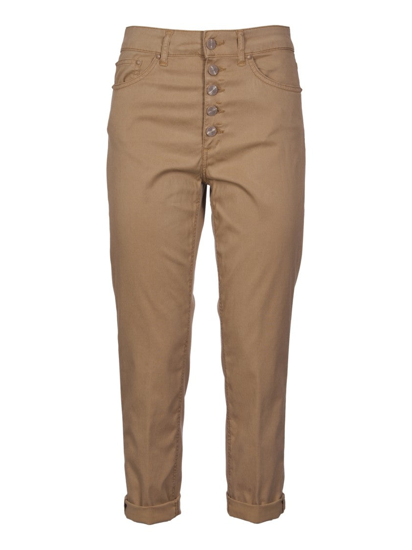 Dondup Cropped Brown Jeans With Button-Front Closure
