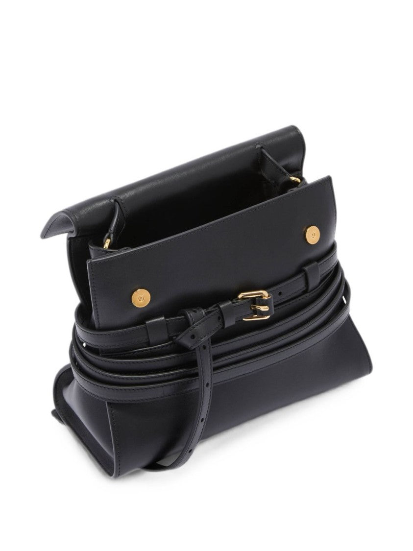 Moschino Black Structured Flap Shoulder Bag