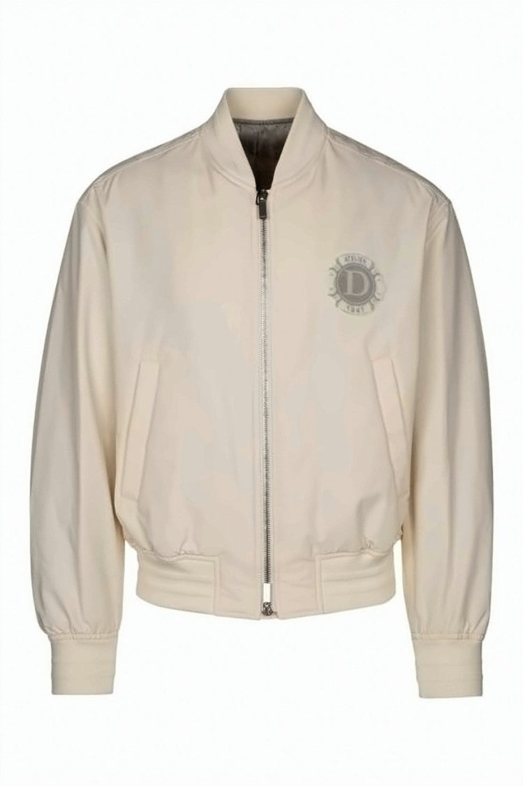 Dior Cropped Bomber Jacket With Subtle Logo And Embroidered Detail