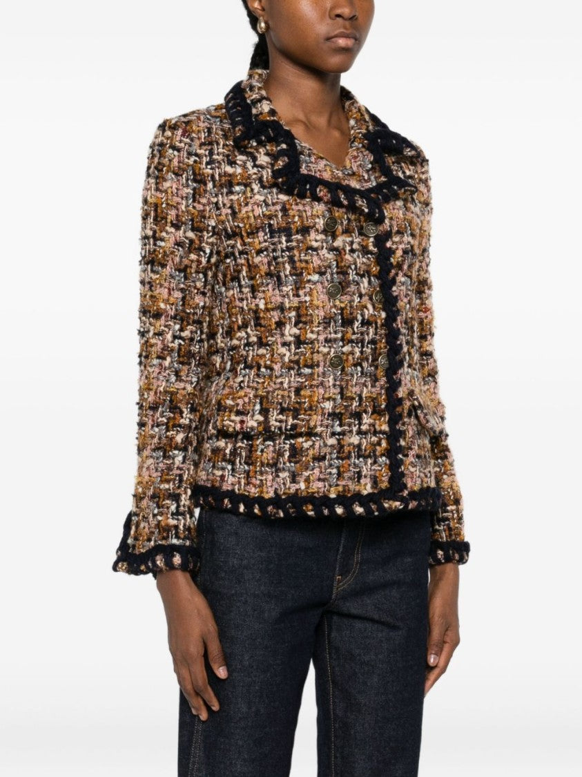 Etro Cropped Beige Jacket With Textured Tweed