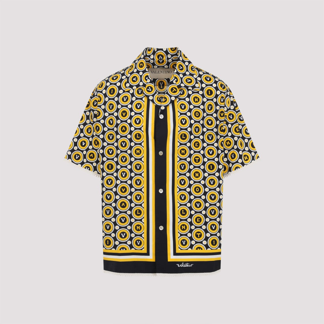 Valentino Bowling Yellow And Black Cotton Shirt