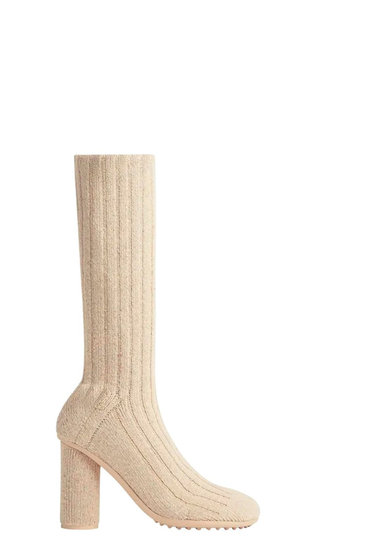 Bottega Veneta Beige Ribbed-Knit Knee-High Wool-Blend Boots