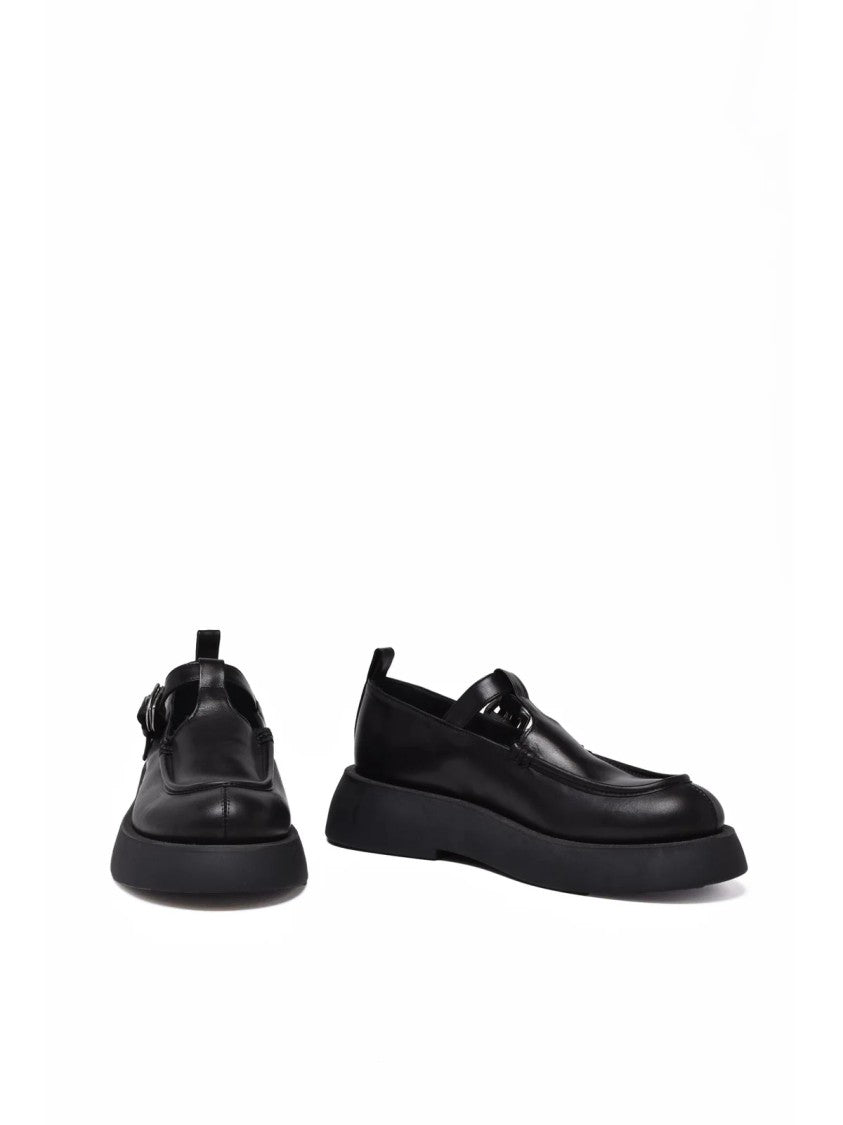 Ernesto Dolani Black Leather Buckle Loafers