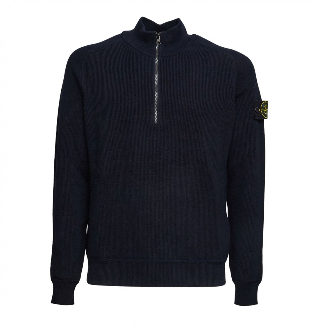 Stone Island Ribbed Soft Organic Cotton Zip Turtleneck