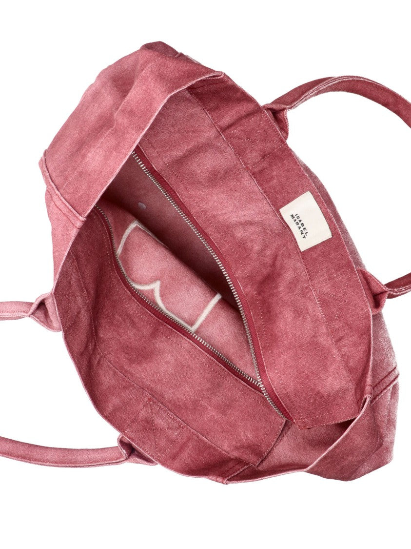 Isabel Marant Compact Red Cotton Tote Bag With Logo Detail