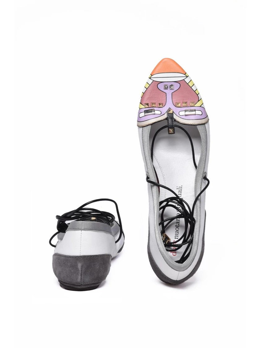 Dove Nuotano Gli Squali Multicolor Artistry Laced Ankle Leather Ballet Flats