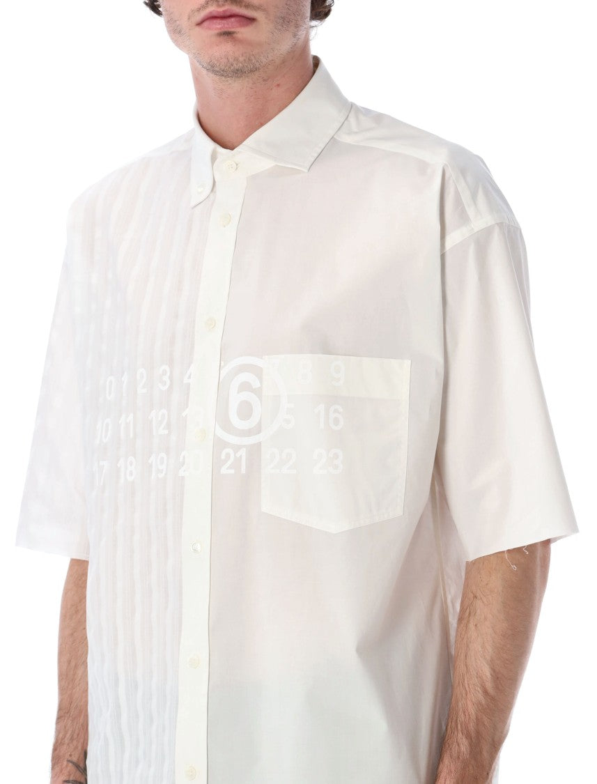 Mm6 By Maison Margiela Bicolor Numerical Printed Bowling Shirt