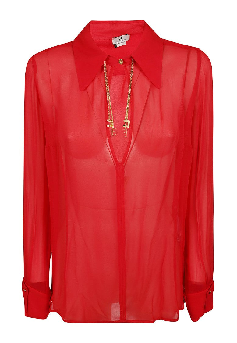 Elisabetta Franchi Pointed Collar Charm Georgette Shirt