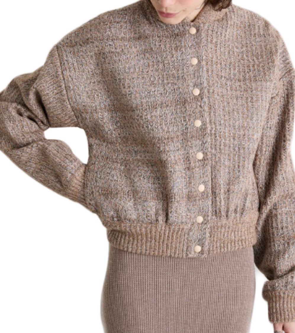 Max Mara Cropped Textured Knit Coat With Button-Down Front