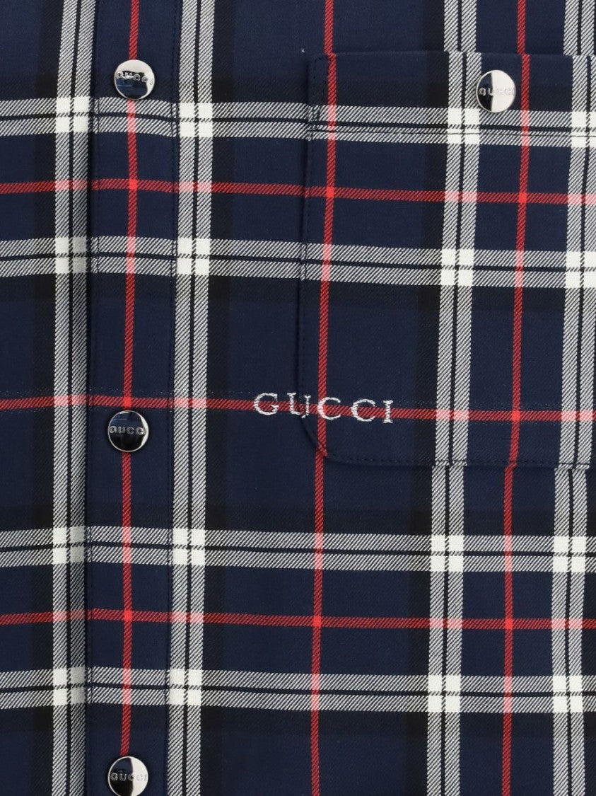 Gucci Classic Plaid Button-Up Jacket With Metallic Accents