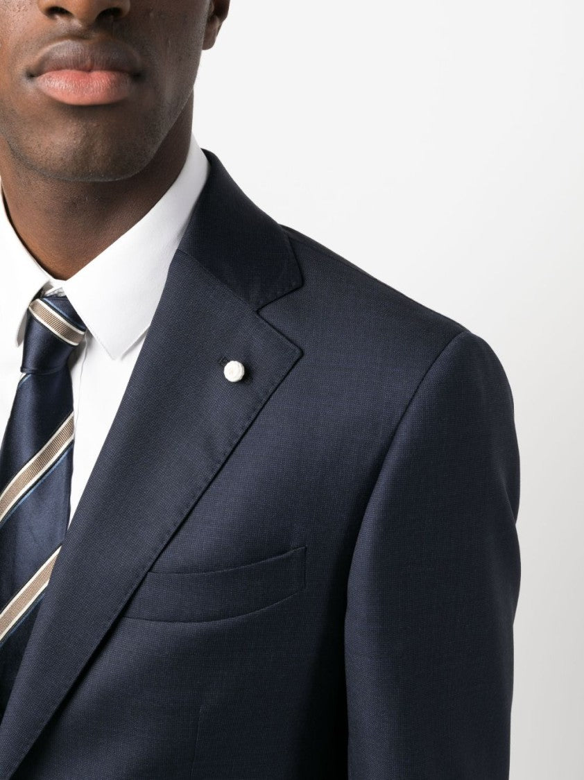 Luigi Bianchi Blue Virgin Wool Suit