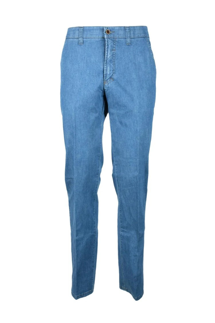 Club Of Comfort Chino Trousers In Medium Blue With Classic Straight Leg Design
