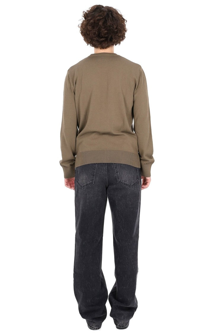 A.P.C. Brown Cotton Crew Neck Sweater With Ribbed Details