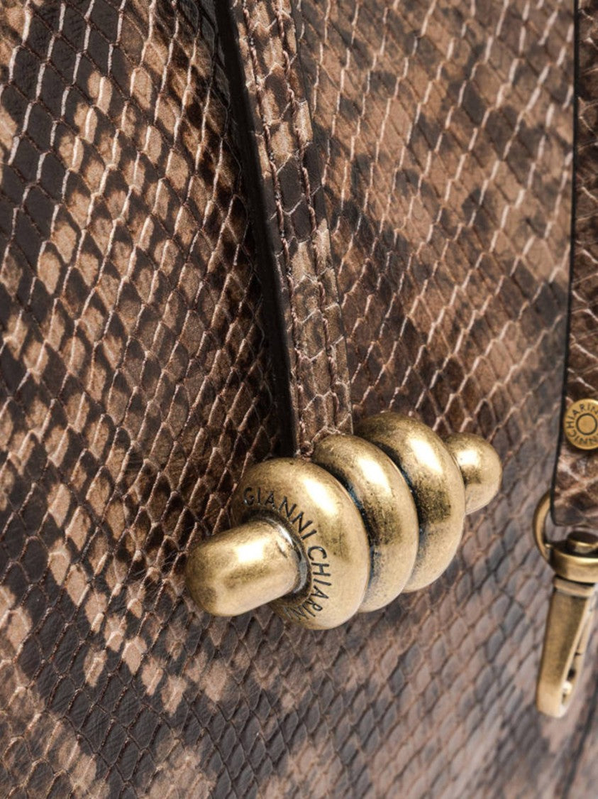 Gianni Chiarini Spacious Structured Shoulder Bag With Snakeskin Pattern