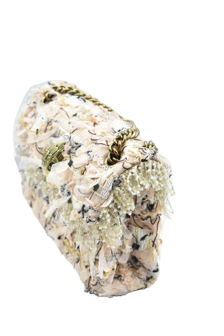 Kurt Geiger Structured Beige Handbag With Fringed Detailing
