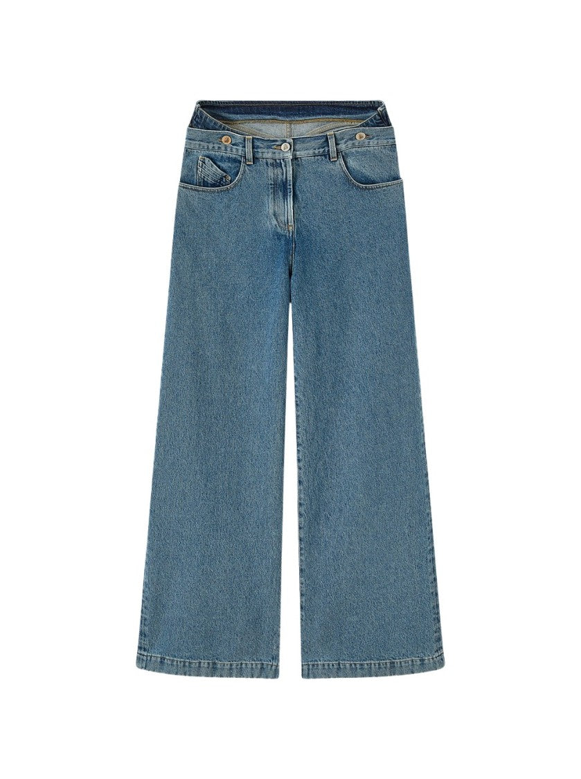 The Attico Denim Long Pants Light Blue