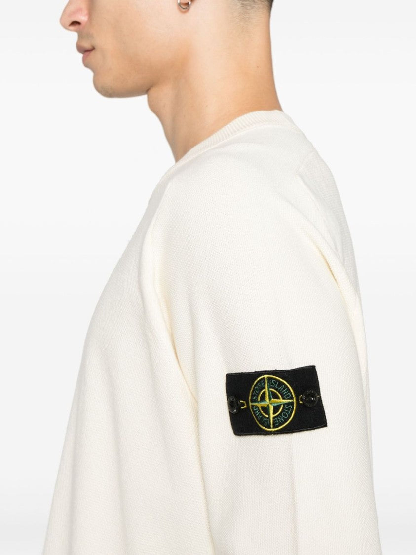 Stone Island Ivory Cotton Lightweight Sweater