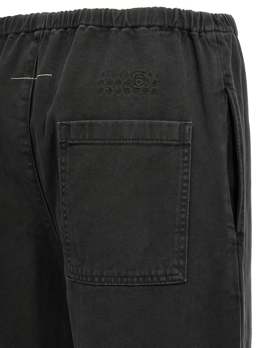 Mm6 By Maison Margiela Delavé Cotton Drawstring Pants With Signature Detailing