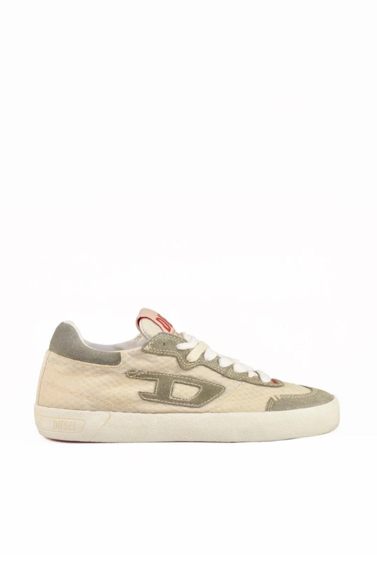 Diesel Green/Beige Other-Fibers Leather Sneakers