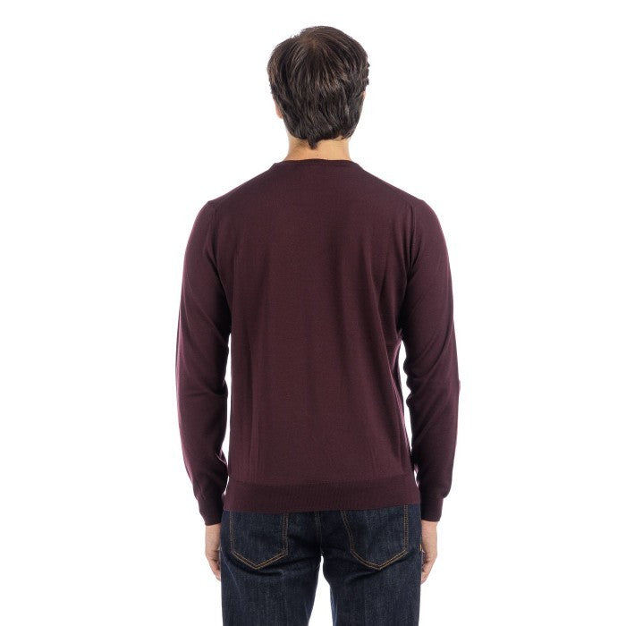 Filippo De Laurentiis Merino Wool Crew Neck Sweater In Deep Marsala