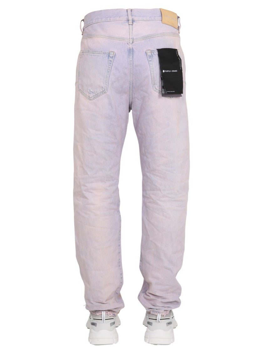 Purple Brand Relaxed-Fit Light Wash Jeans