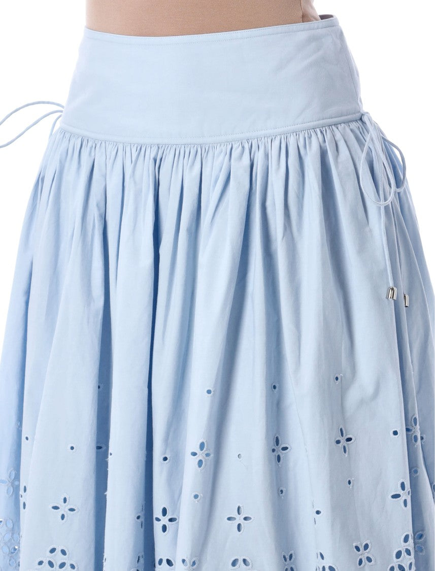 Self-Portrait Cotton Broderie Midi Skirt