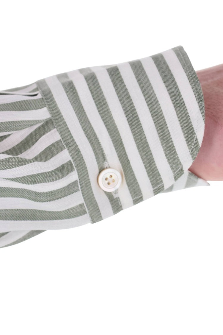 Finamore Gaeta Striped Linen-Lyocell Casual Shirt