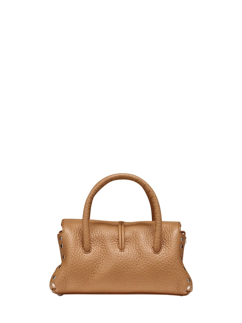 Zanellato Brown Silver-Tone Hardware Textured Leather Shoulder Bag
