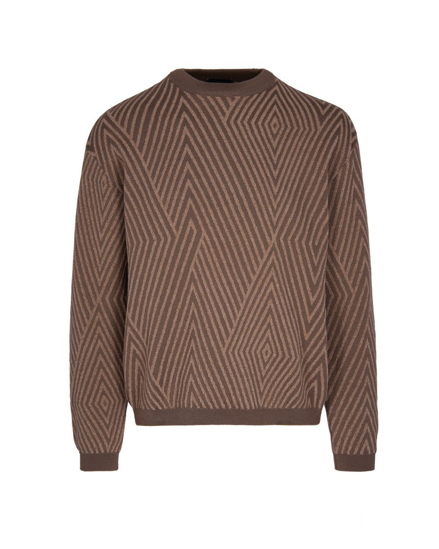 Emporio Armani Jacquard Knit Maxi Rombi Crew Neck Sweater