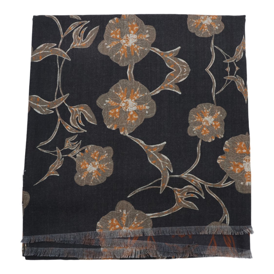 Altea Floral Pattern Scarf With Subtle Fringed Edges