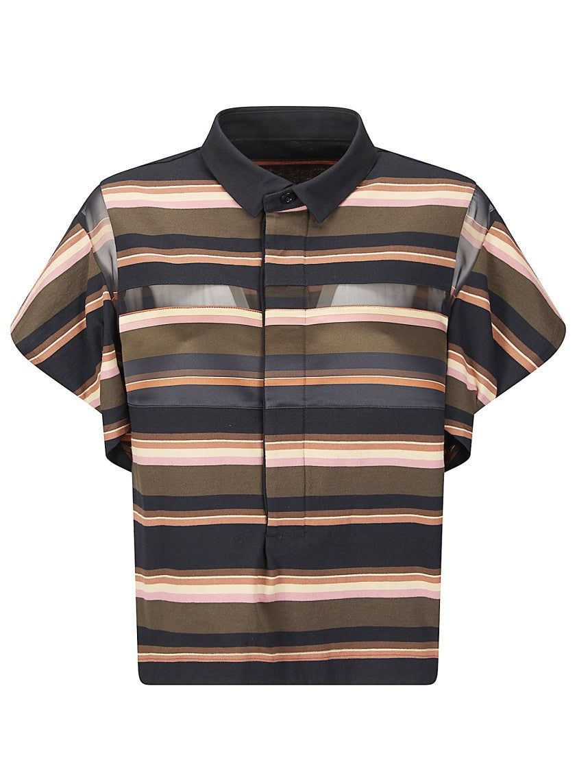 Sacai Horizontal Stripe Shirt With Semi-Transparent Details