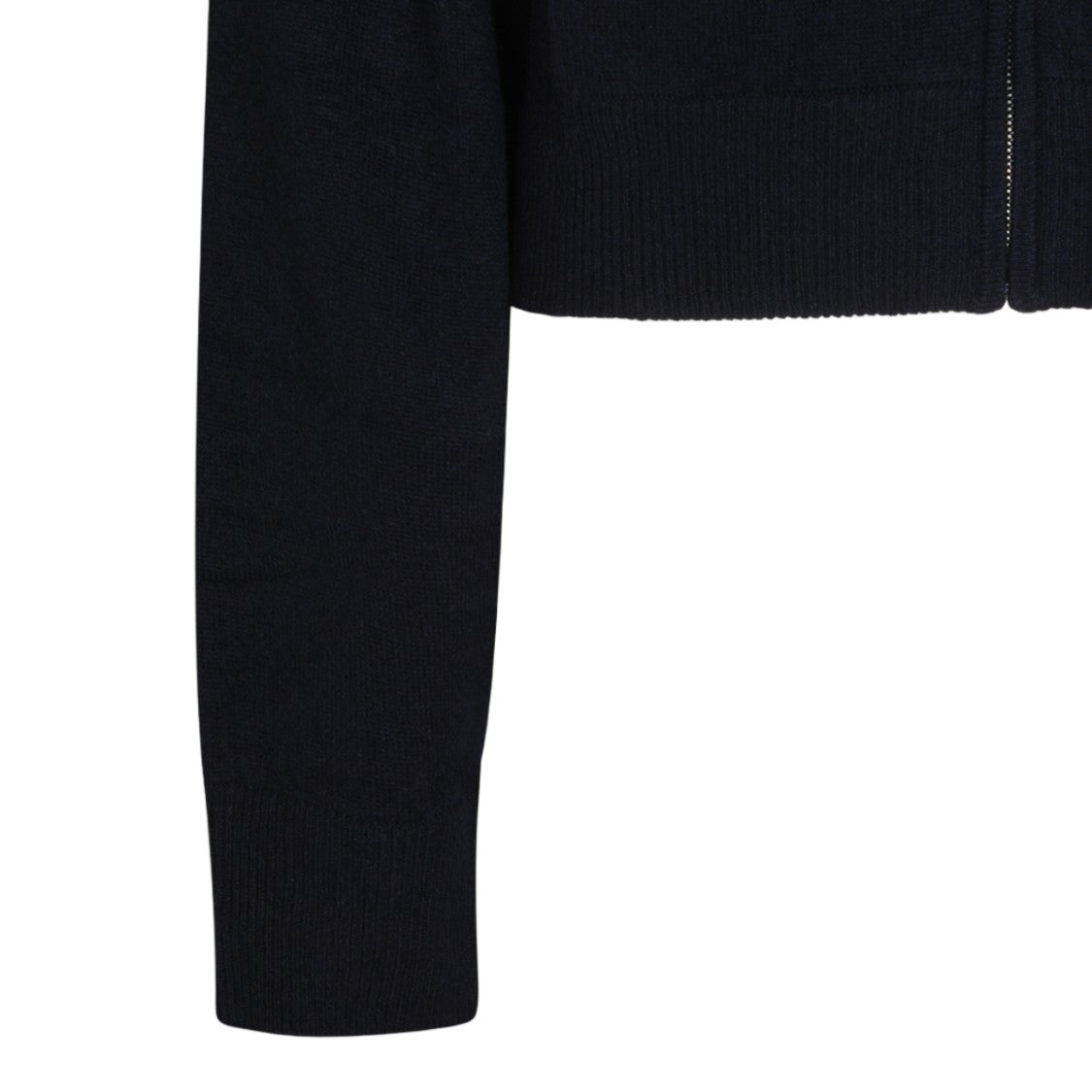 Allude Black Cropped Hooded Zip-Up Sweater