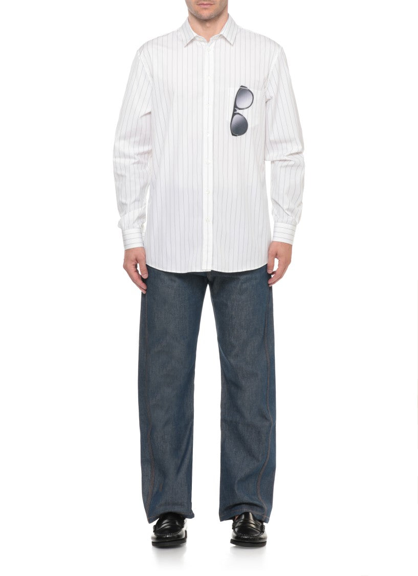 Moschino Blue Logo Details Straight-Leg Denim Jeans